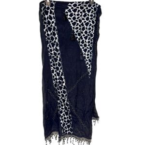 Black Leopard Scarf fringe animal print